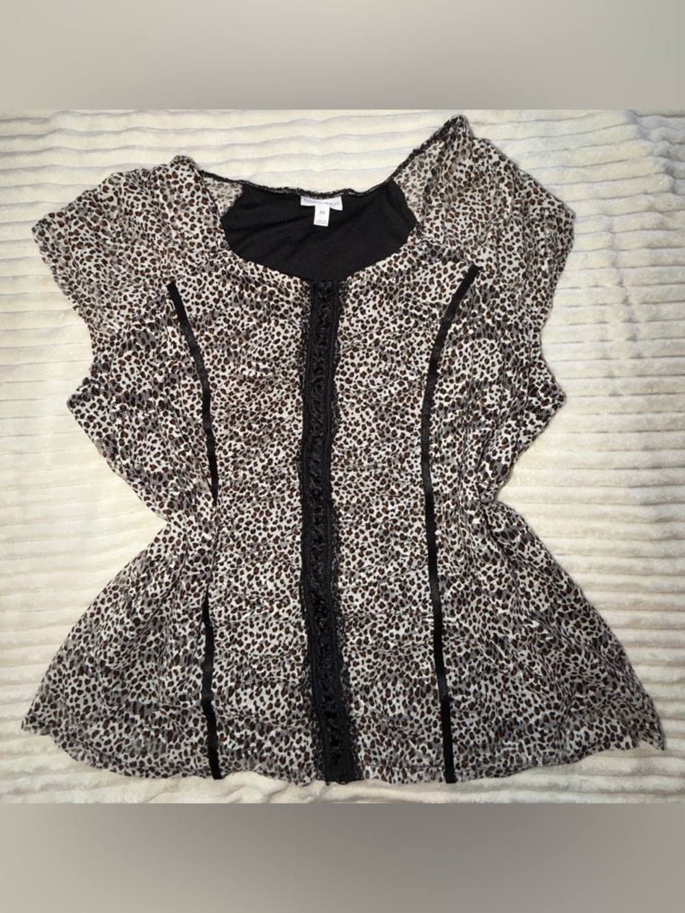 Vintage Y2K Fashion Bug Leopard Print Mesh Corset-Style Top - 2XL